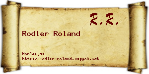 Rodler Roland névjegykártya